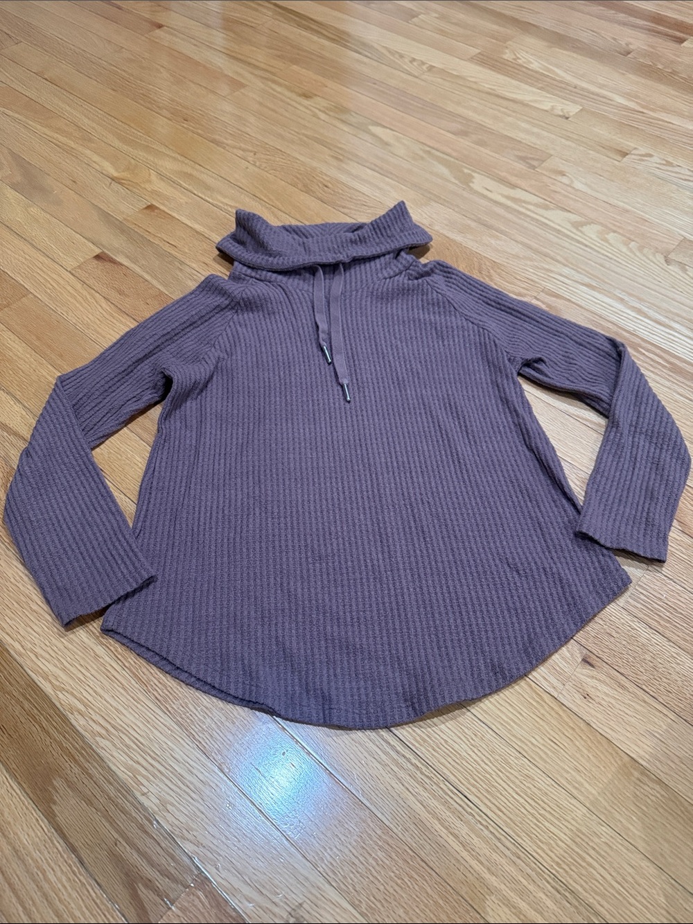 Purple Mauve Ribbed Turtleneck Long Sleeve Pullover